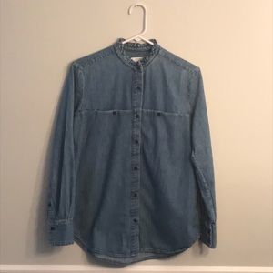 & Other Stories denim ruffle collar button down